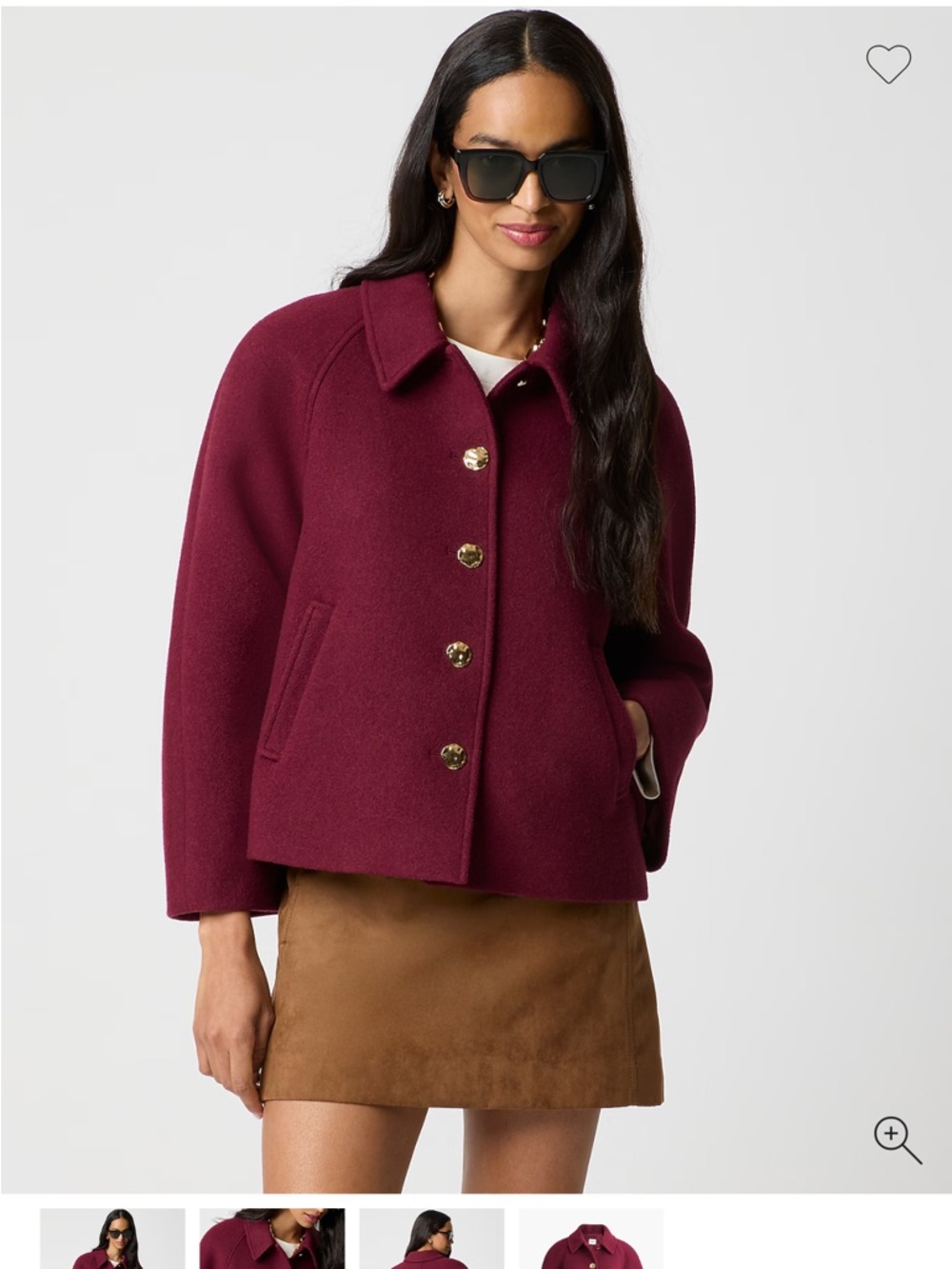 J. Crew Deep Berry Wool Button Jacket - Picture 7 of 9